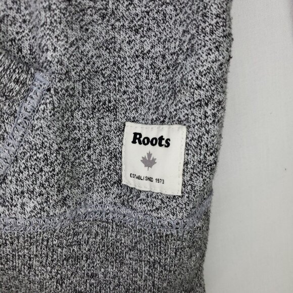 Roots Canada Hoodie Sweatshirt Mens XS Gray Beaver Velvet Logo Pullover Pockets - Picture 4 of 12